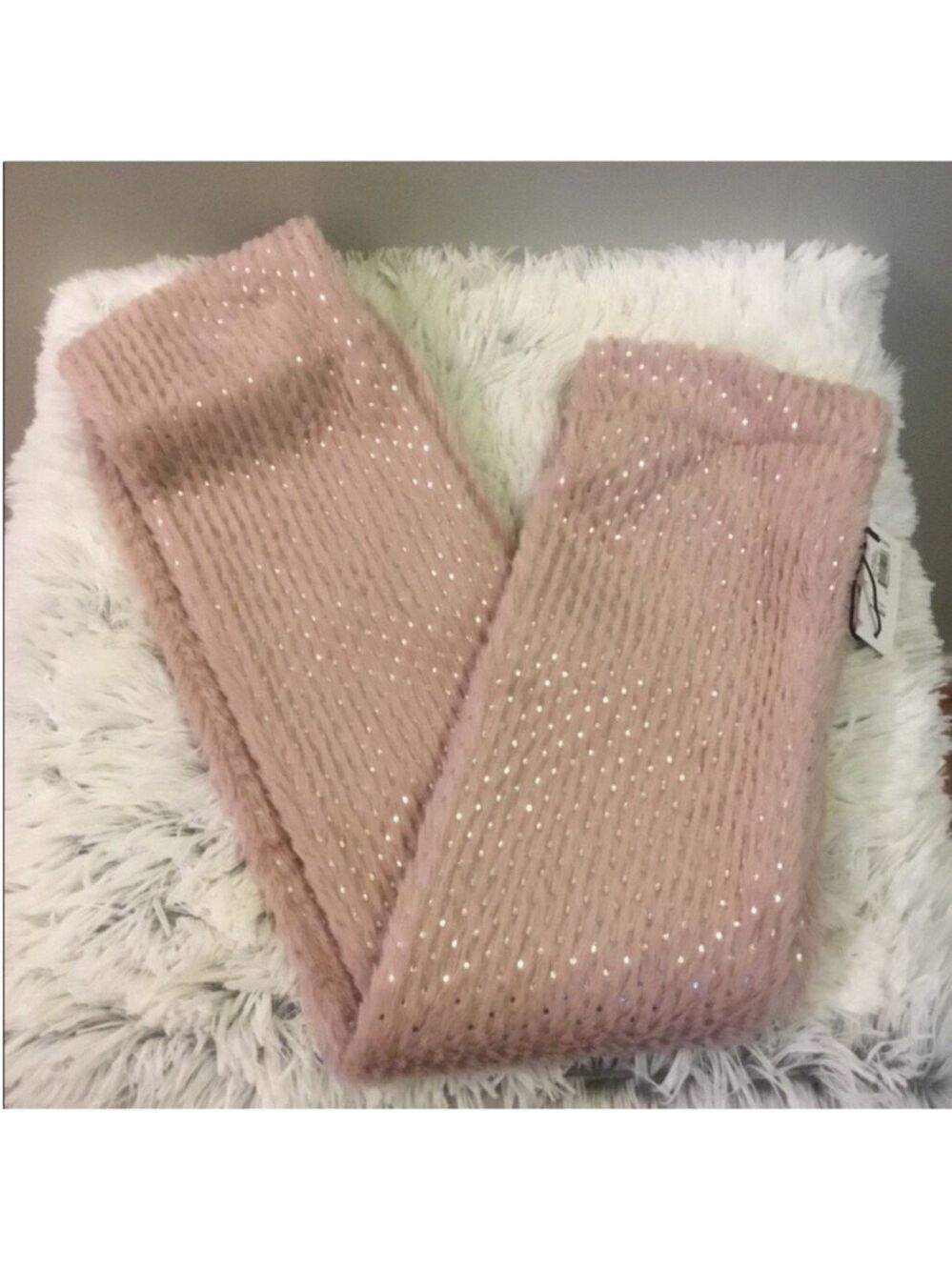 Apt 9 Woman’s infinity scarf peachy pink color with silver foiled dots